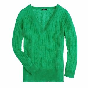J.CREW CABLE KNIT V-NECK LINEN PULLOVER - M